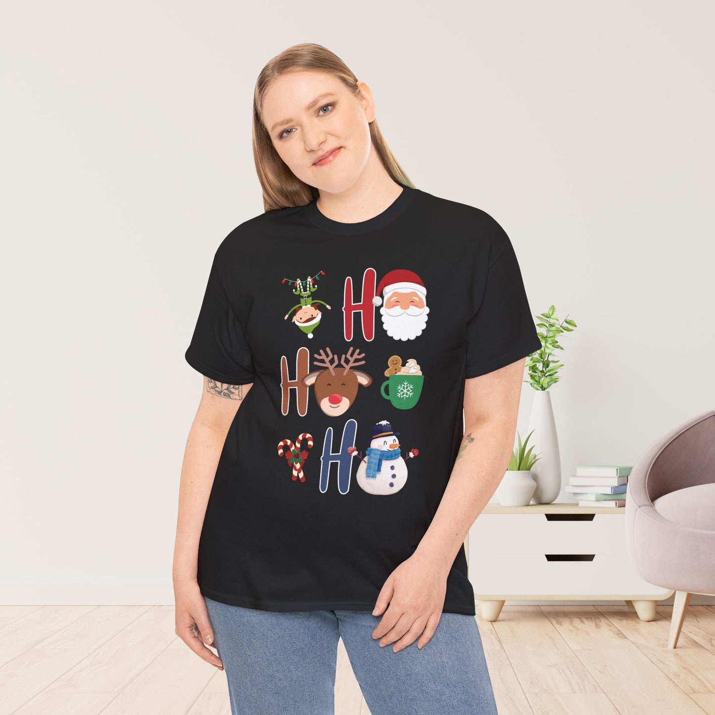Ho Ho Ho Christmas Shirt - Matching Family Christmas Heavy Cotton Tee