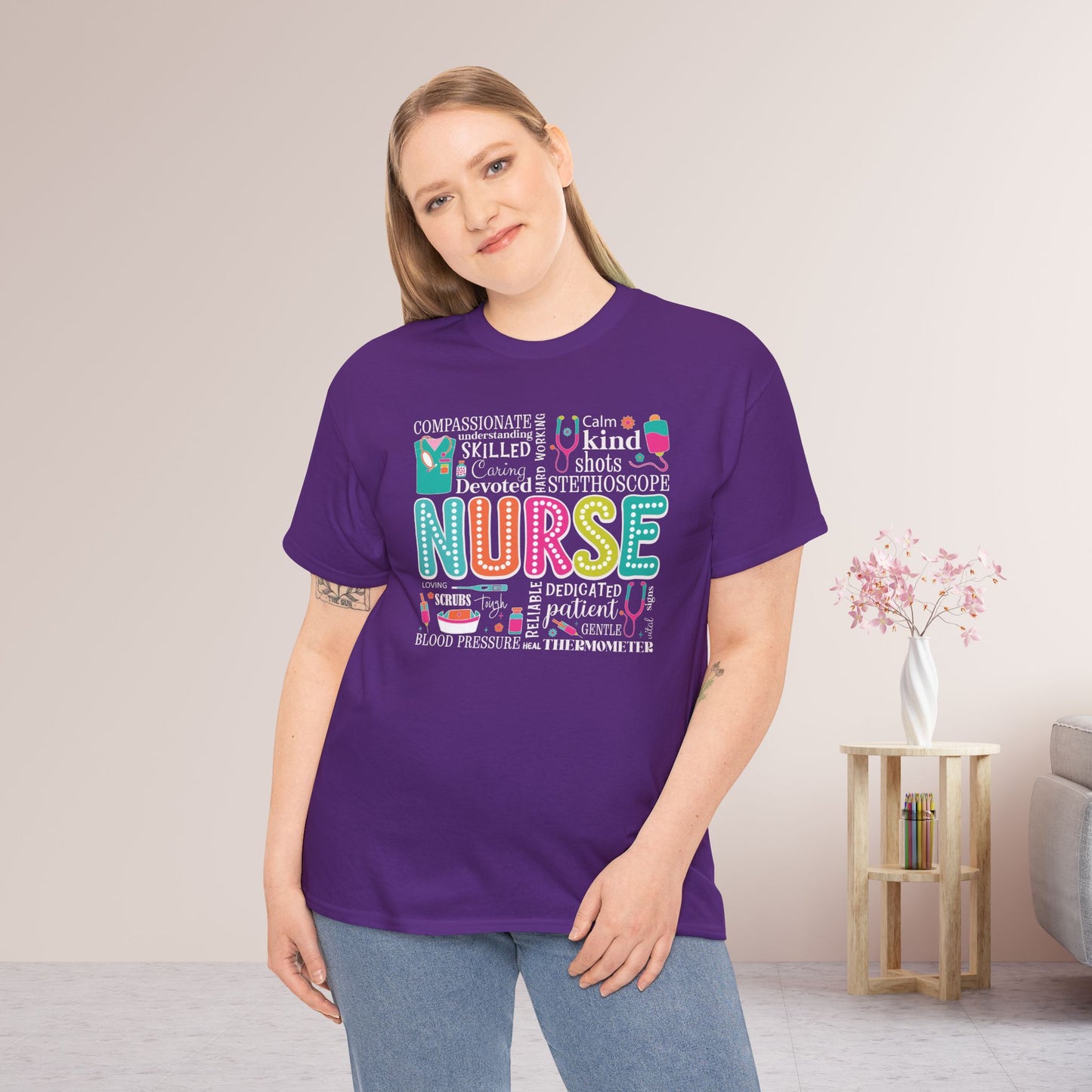 Trendy Nurse Heavy Cotton Tee for Dedicated Registered Nurse