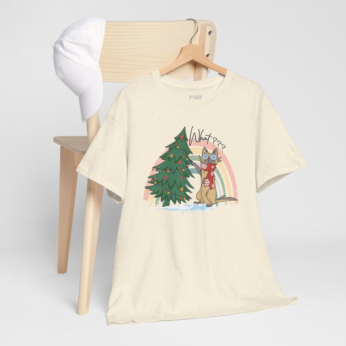 What??? Funny Cat Christmas Heavy Cotton Tee - Cat Lovers Christmas Gift