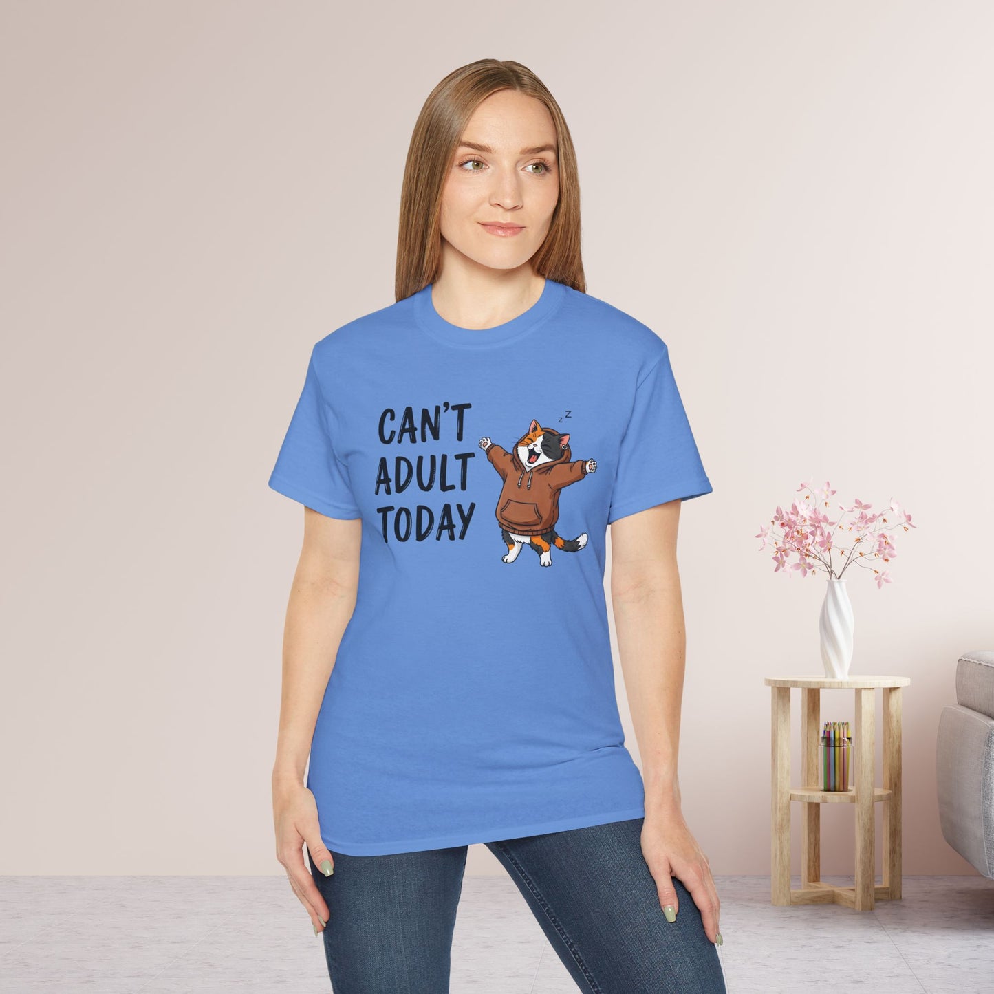 Can't Adult Today Funny Cat Ultra Cotton Tee