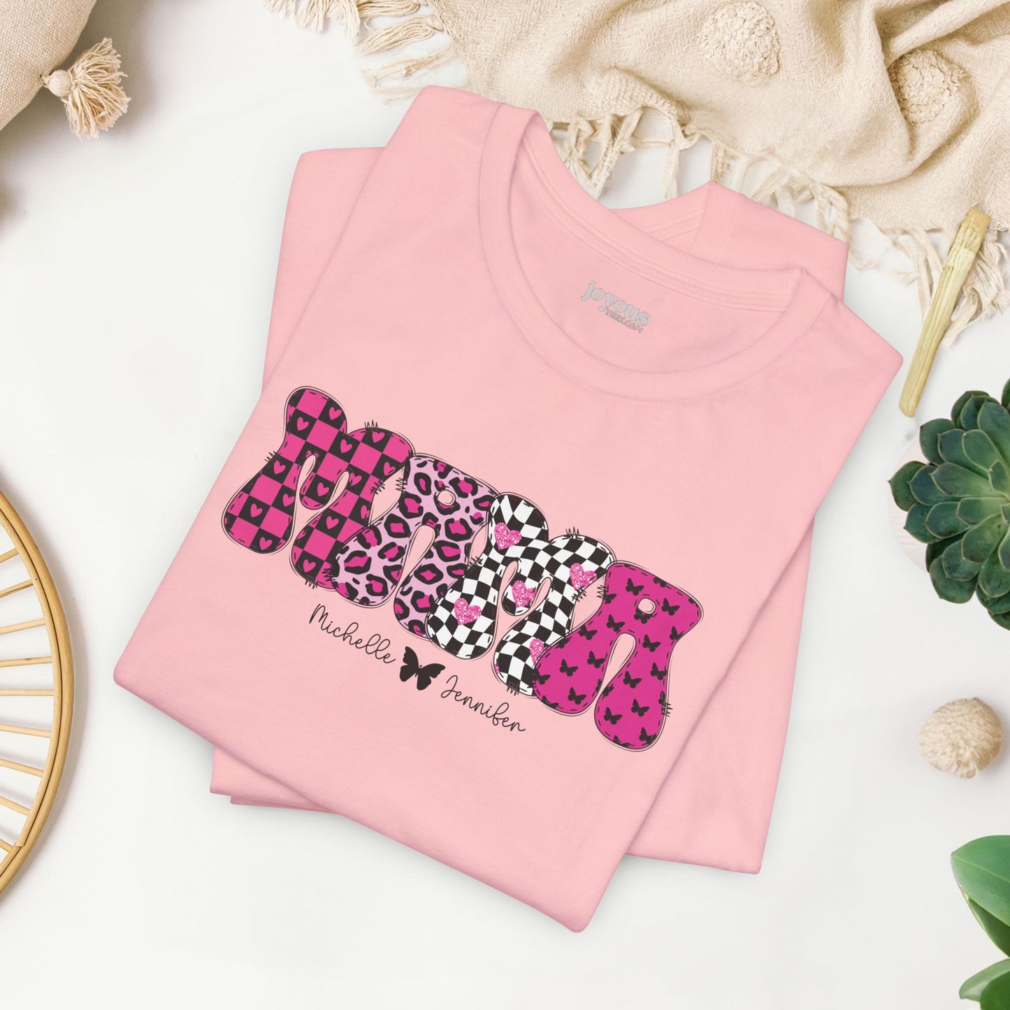 Custom Mama Soft Cotton Tee with Kids Names - Personalized Gift for Mom
