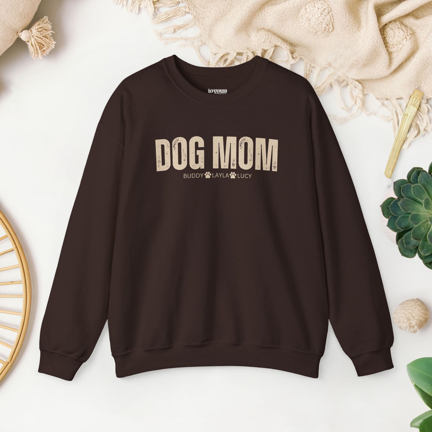 Custom Dog Mom Sweatshirt with Dogs Name - Personalized Gift for Dog Mom
