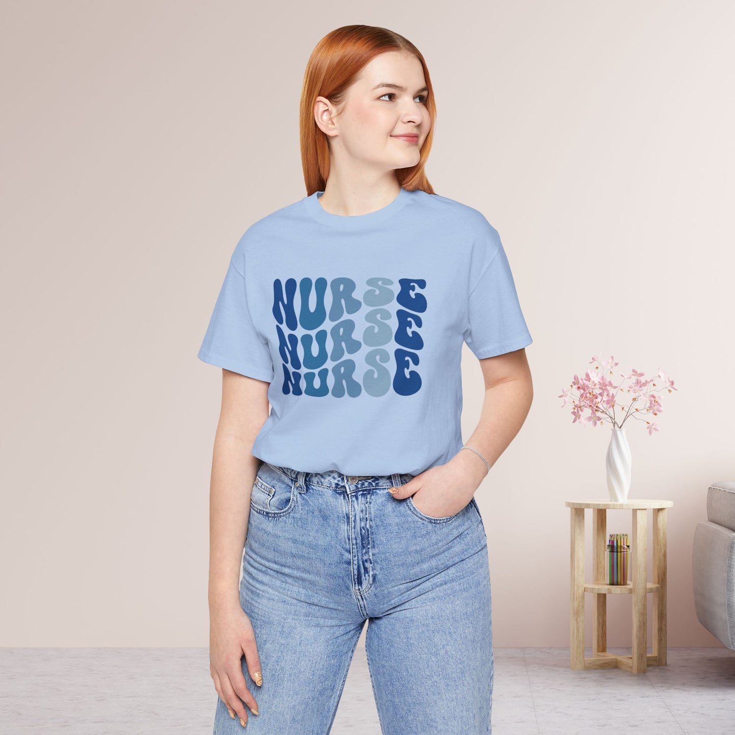 Groovy Blue Nurse Shirt - Registered Nurse Soft Cotton Tee