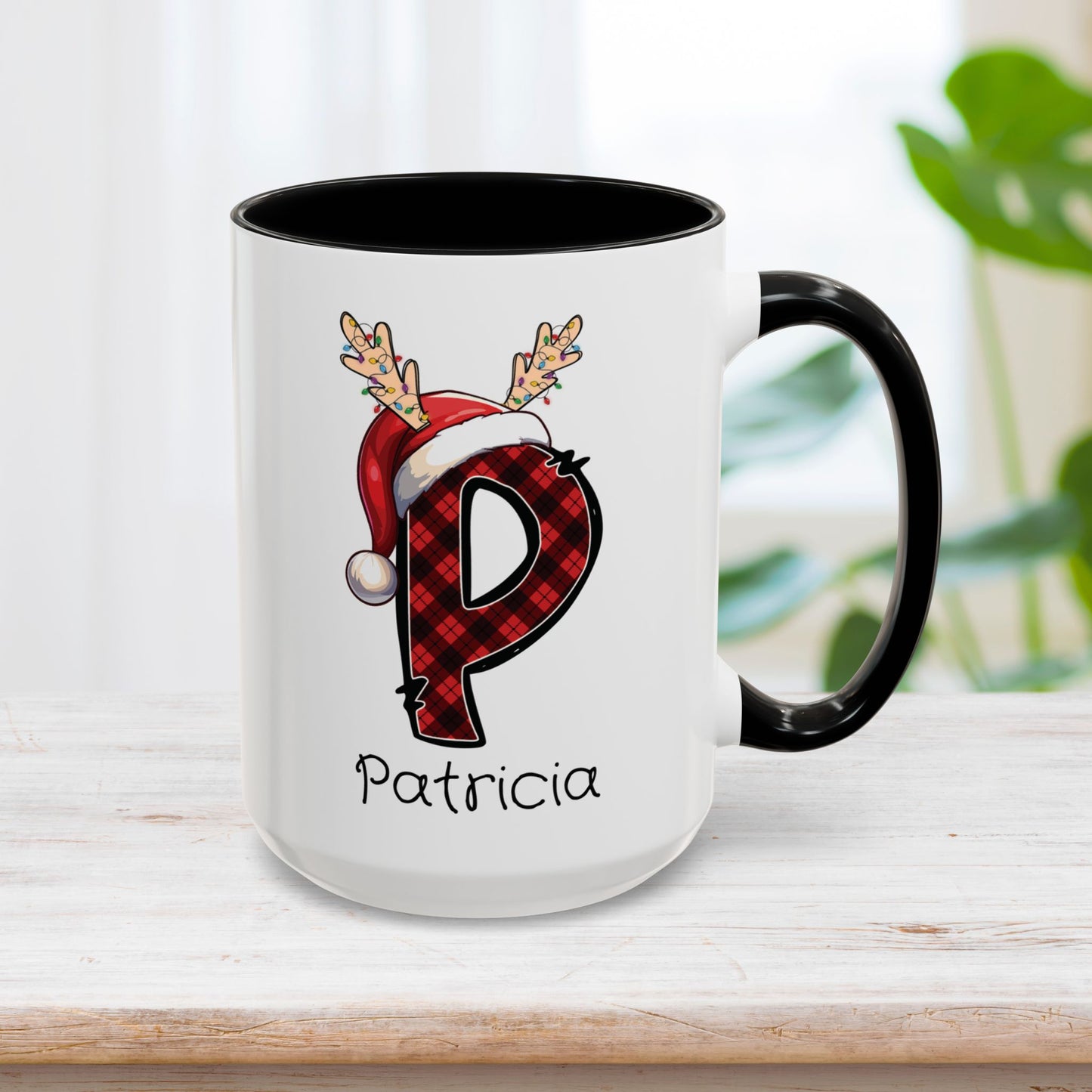 Custom Name Christmas Plaid Initial Letter Mug - Personalized Christmas Gifts A-Z