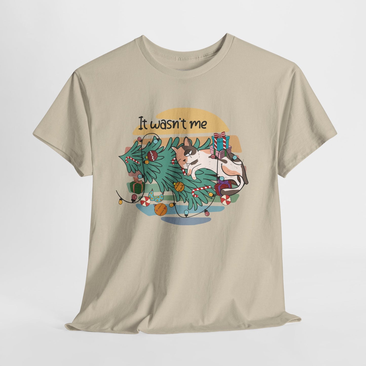 It Wasn't Me Funny Cat Christmas Heavy Cotton Tee - Cat Lovers Christmas Gift