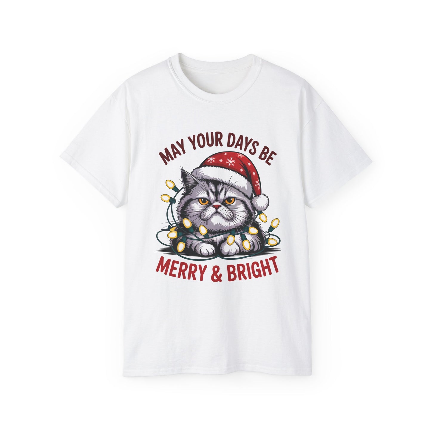 May Your Days Be Merry & Bright Christmas Cat Ultra Cotton Tee
