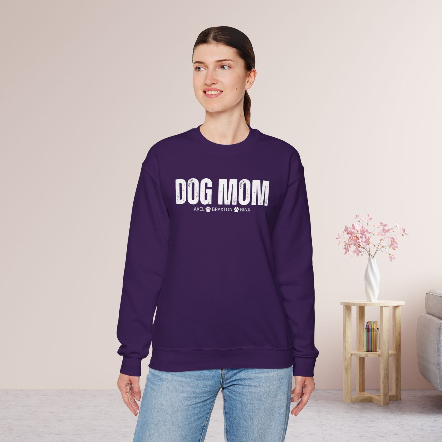 Custom Dog Mom Sweatshirt with Dogs Name - Personalized Gift for Dog Mom