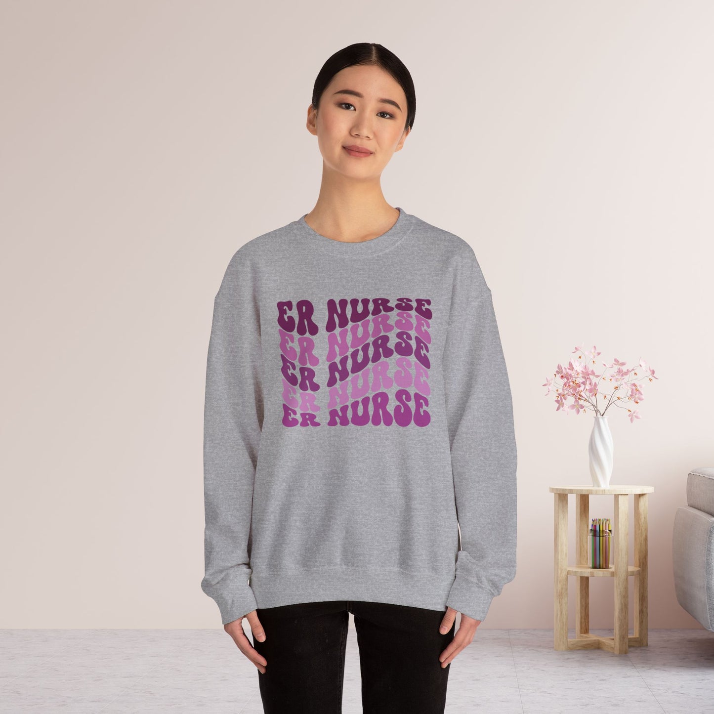 Groovy Purple ER Nurse Sweatshirt - Emergency Nurse Sweatshirt