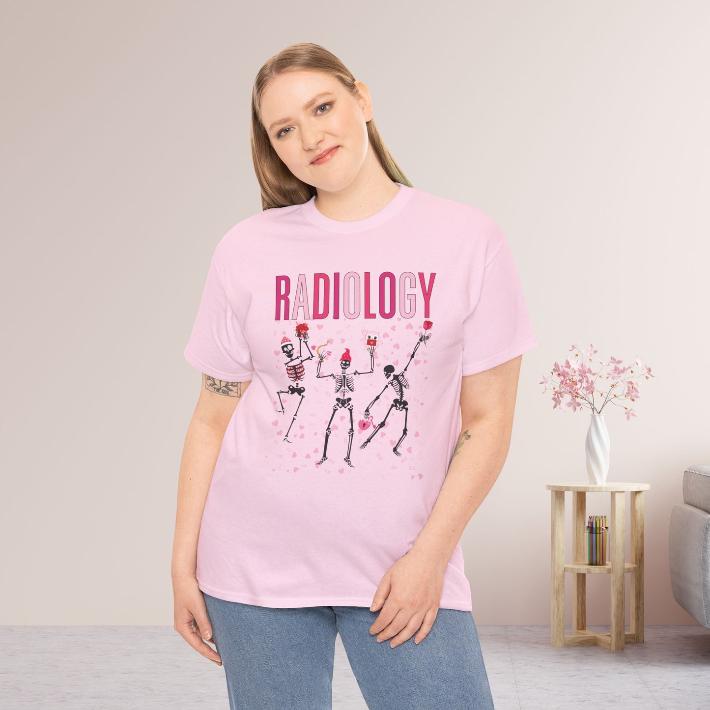 Dancing Skeleton Valentine's Day Radiology Heavy Cotton Tee