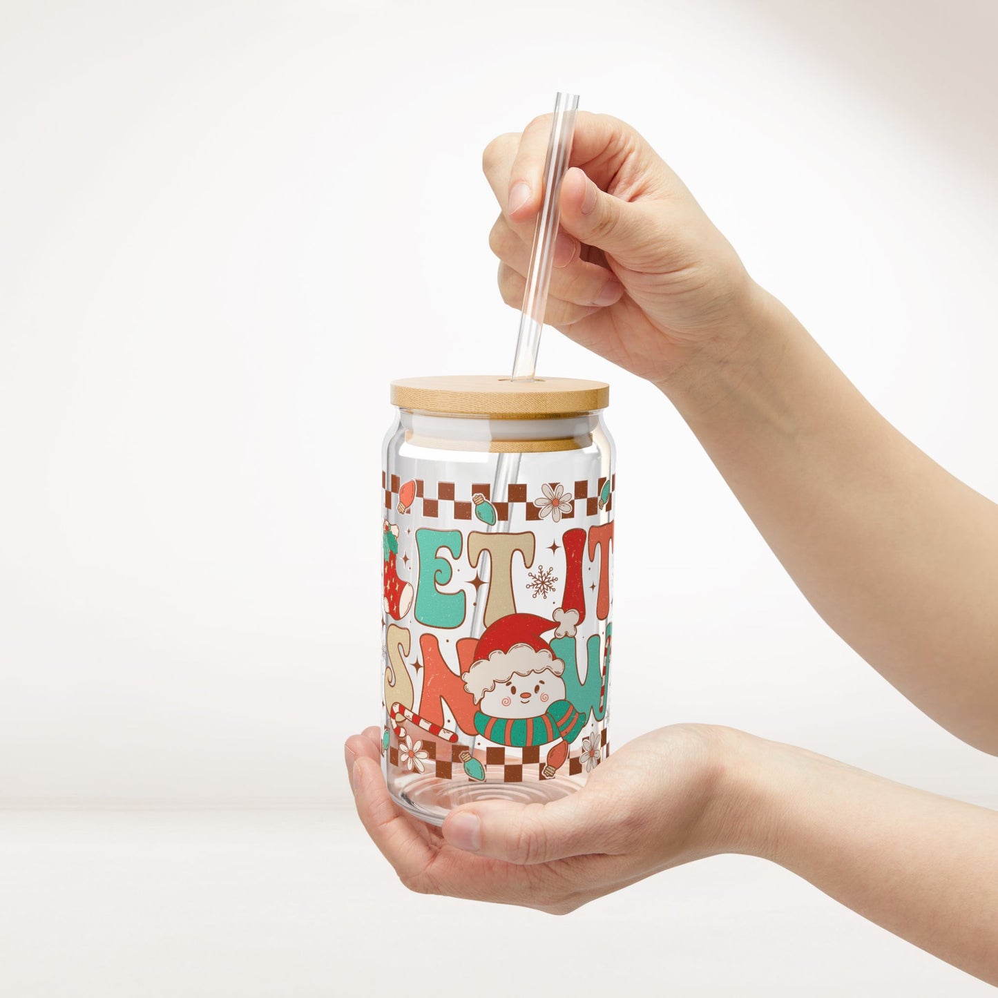 Let It Snow Retro Christmas Sipper Glass - Best Christmas Gift
