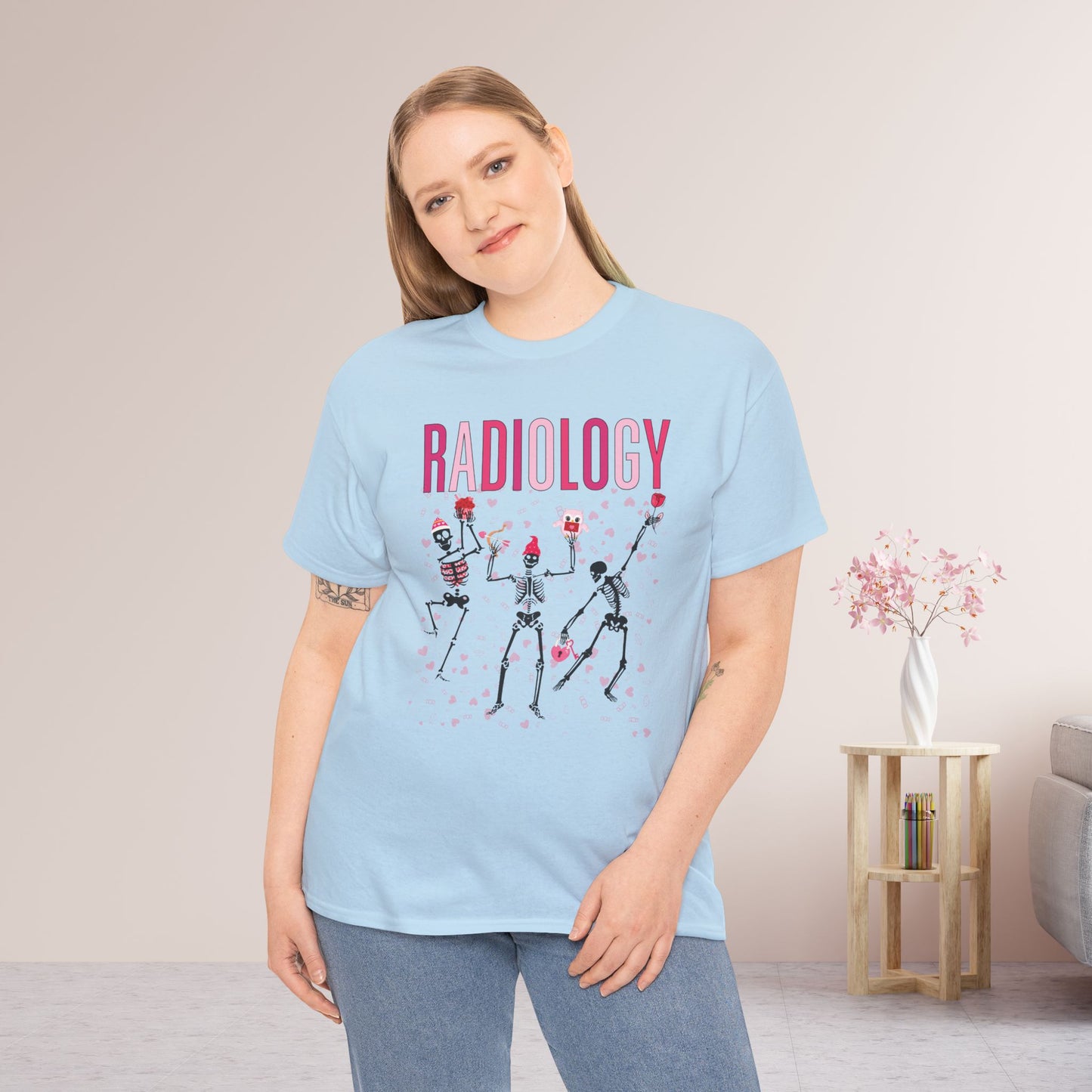 Dancing Skeleton Valentine's Day Radiology Heavy Cotton Tee