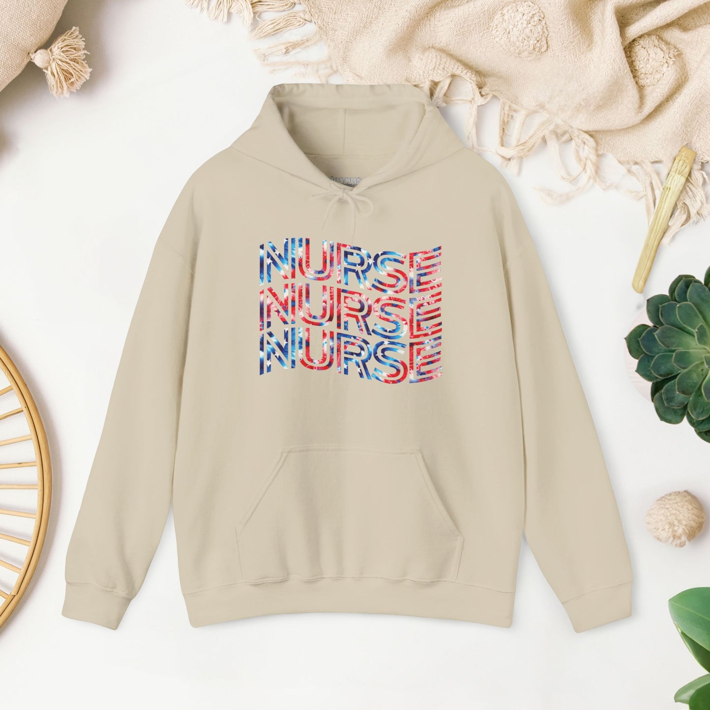 Wavy Patriotic Nurse Hoodie - 4th of July Nurse Hoodie