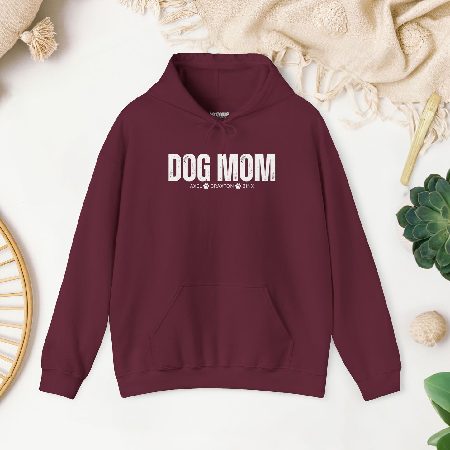 Custom Dog Mom Hoodie with Dogs Name - Personalized Gift for Dog Mom