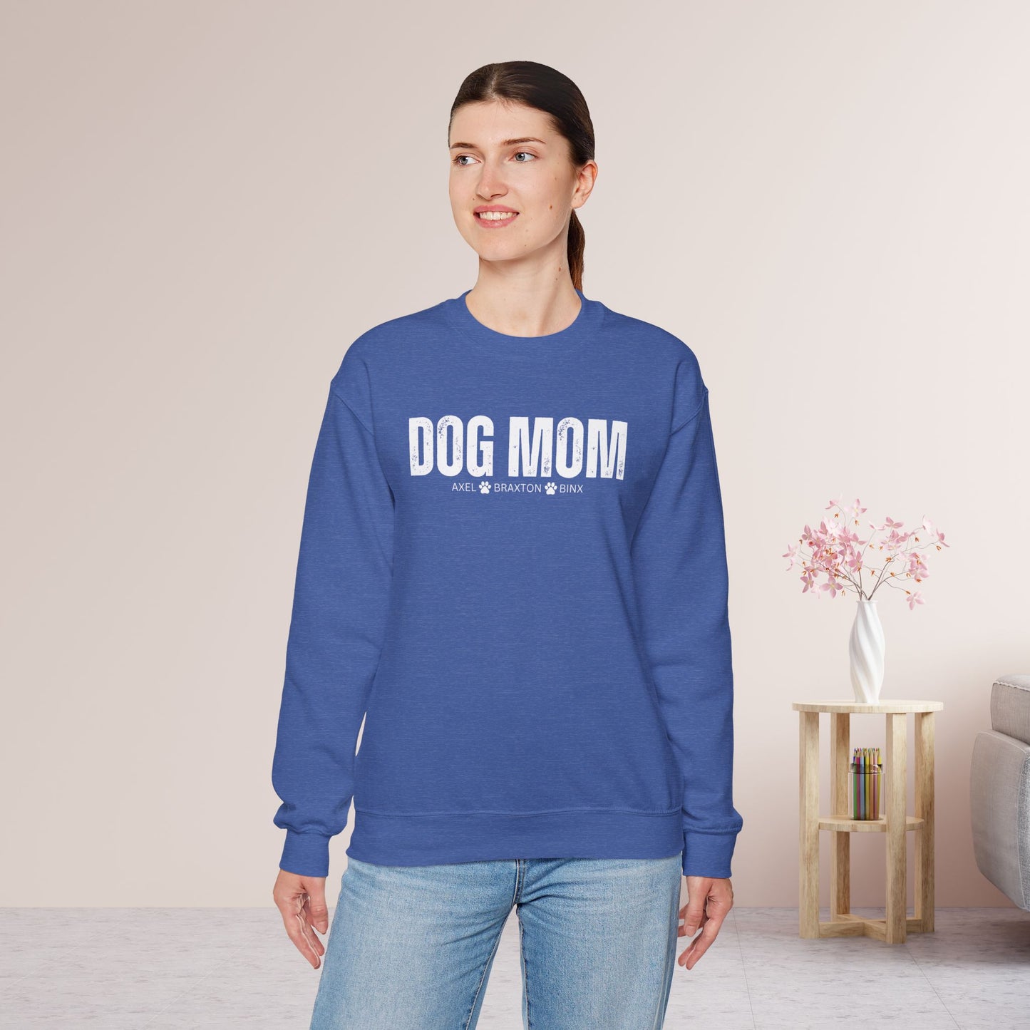 Custom Dog Mom Sweatshirt with Dogs Name - Personalized Gift for Dog Mom