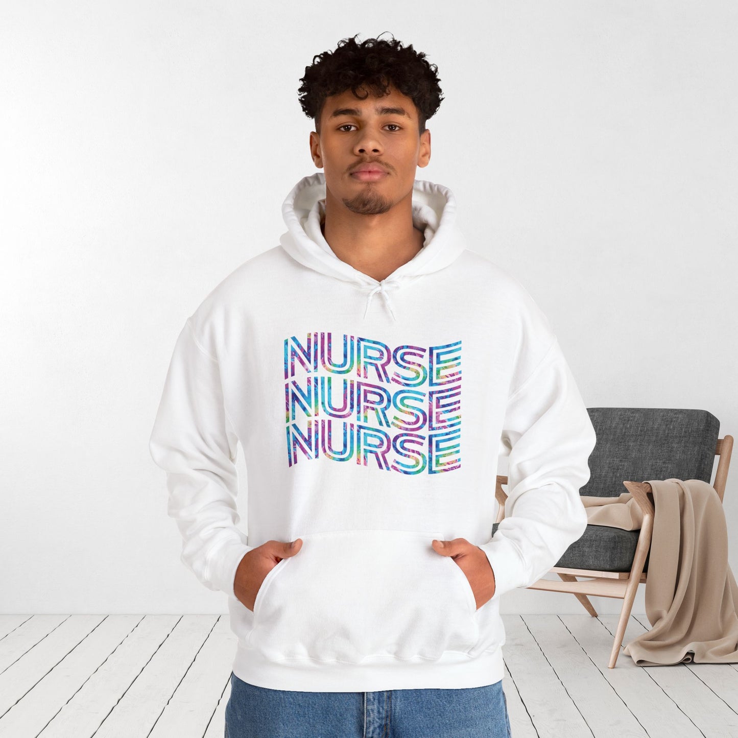 Tie Dye Wavy Nurse Hoodie - Registered Nurse Hoodie