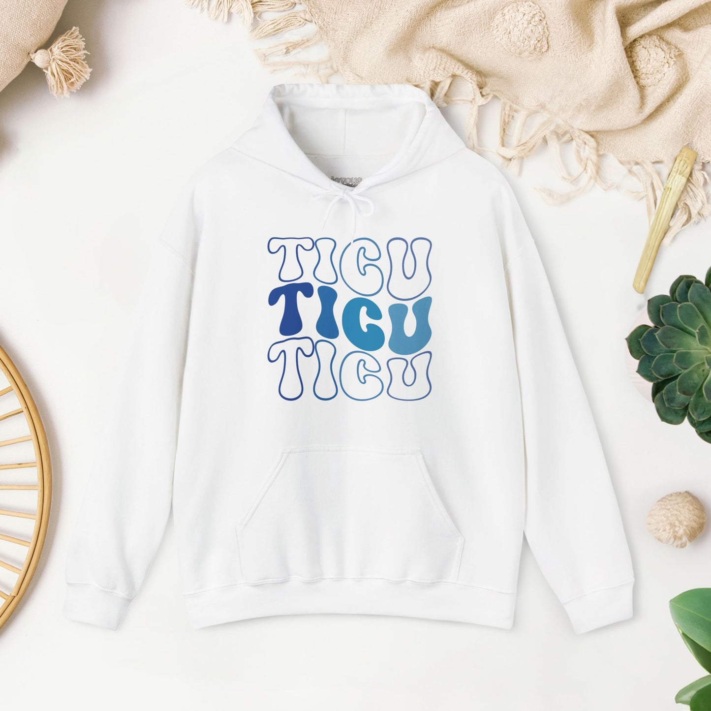 Groovy Blue TICU Hoodie - Trauma ICU Nurse Hoodie