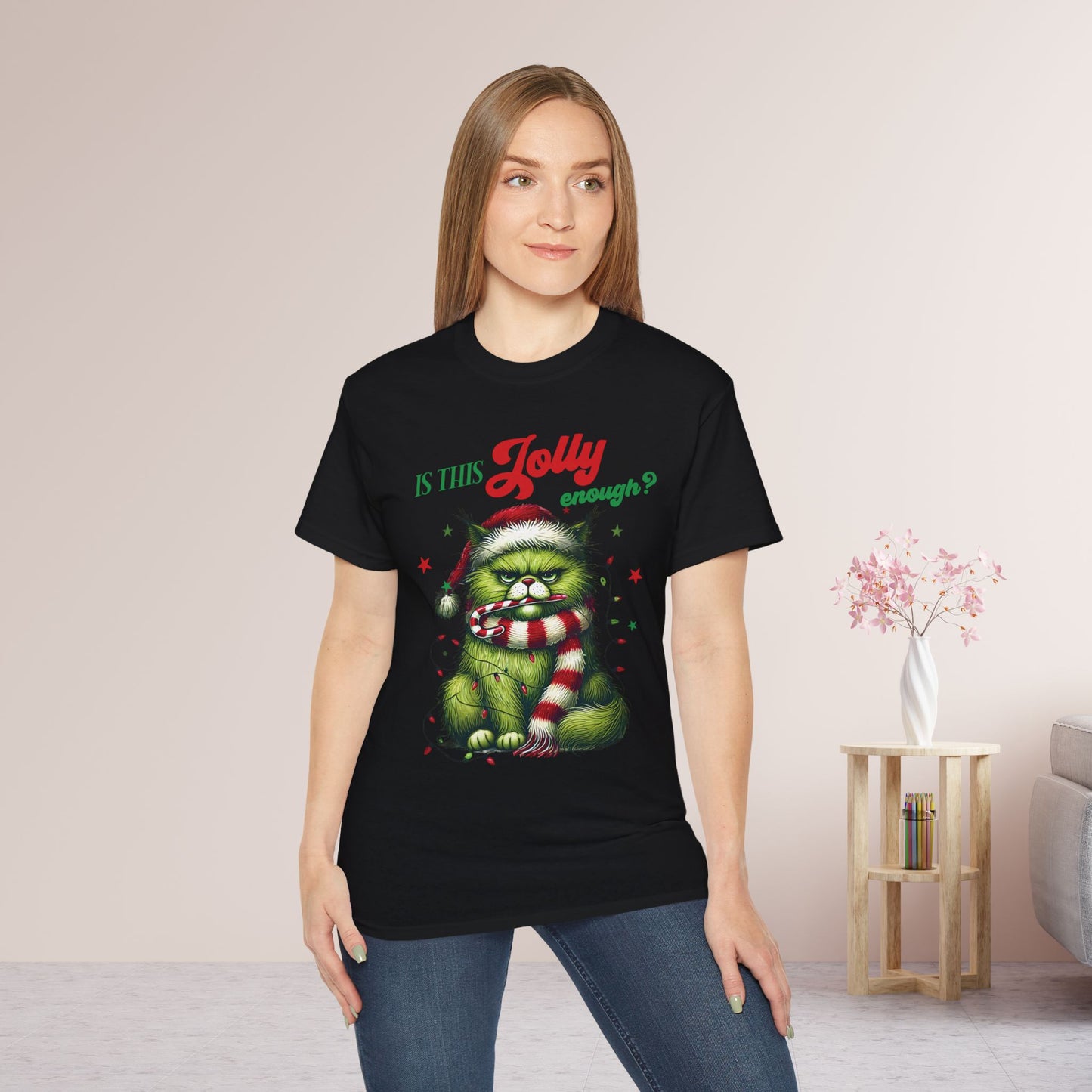 Is This Jolly Enough Grumpy Christmas Cat Ultra Cotton Tee
