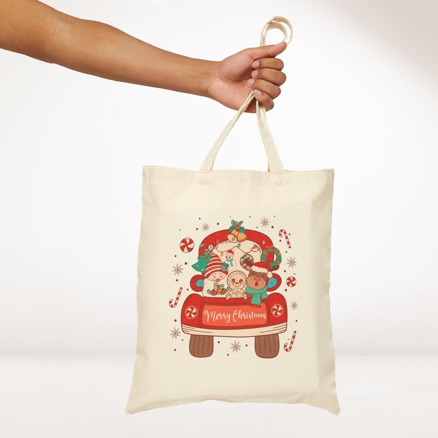 Merry Christmas Retro Christmas Canvas Tote Bag - Best Christmas Gift