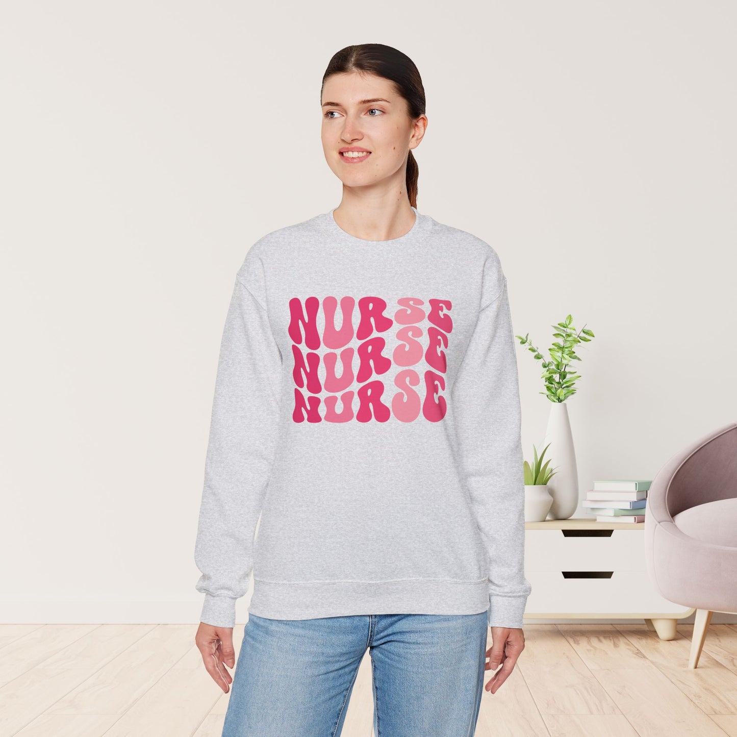 Groovy Pink Nurse Sweatshirt