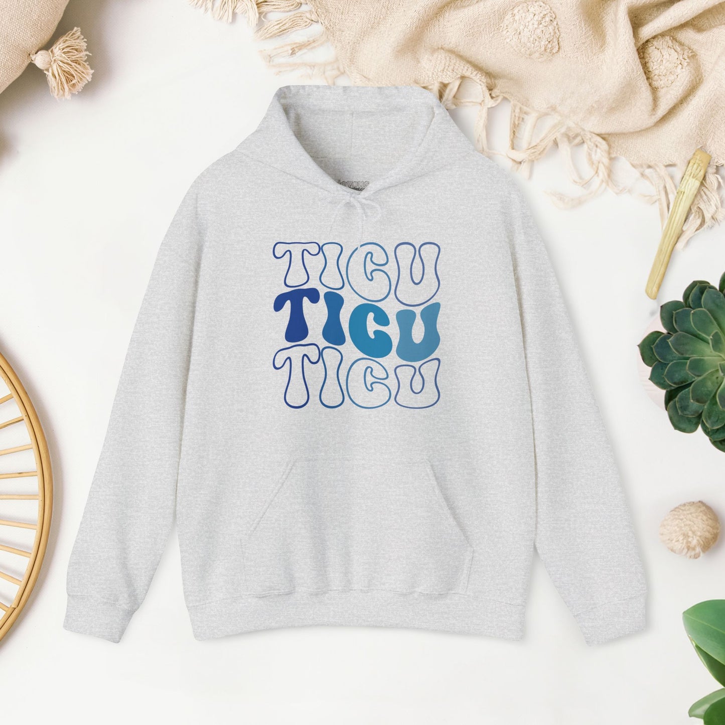 Groovy Blue TICU Hoodie - Trauma ICU Nurse Hoodie