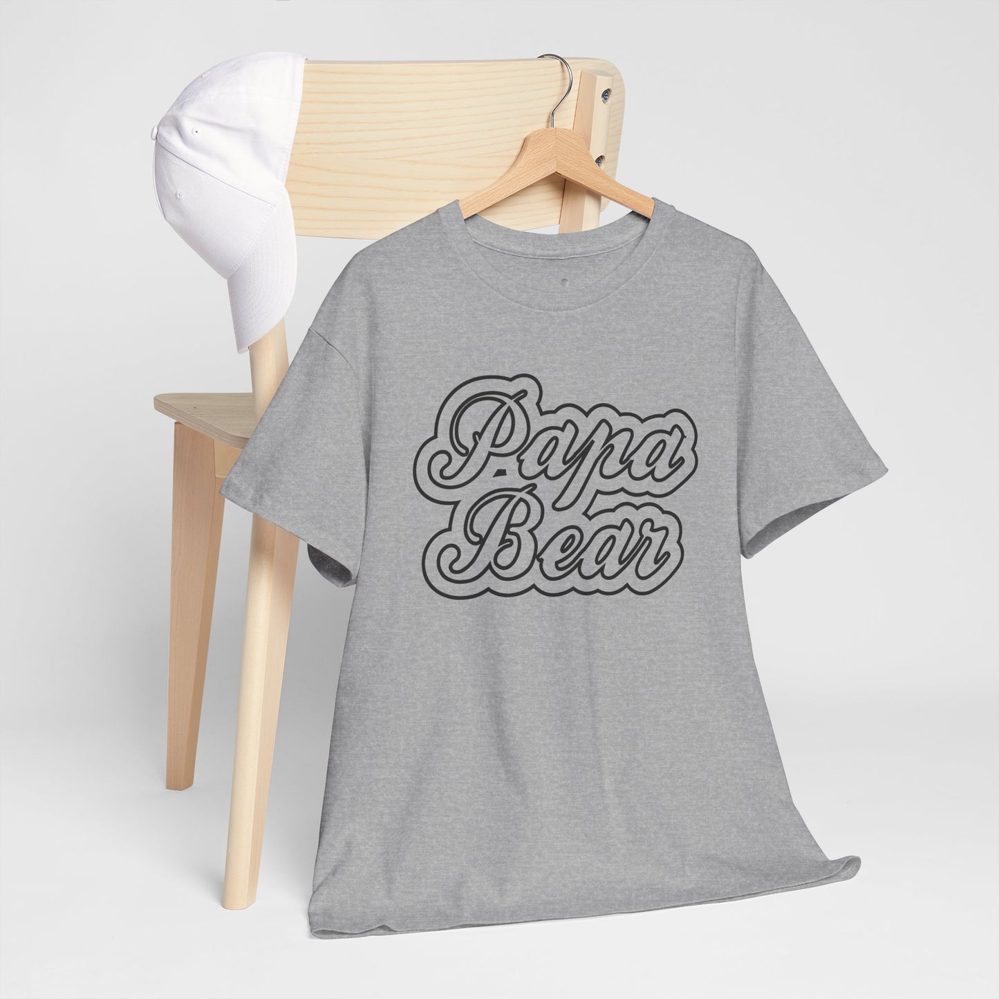 Papa Bear Heavy Cotton Tee - Gift for Dad for Father's Day