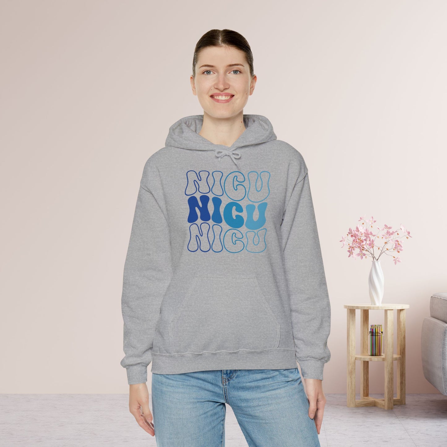 Groovy Blue NICU Hoodie - Neonatal ICU Nurse Hoodie