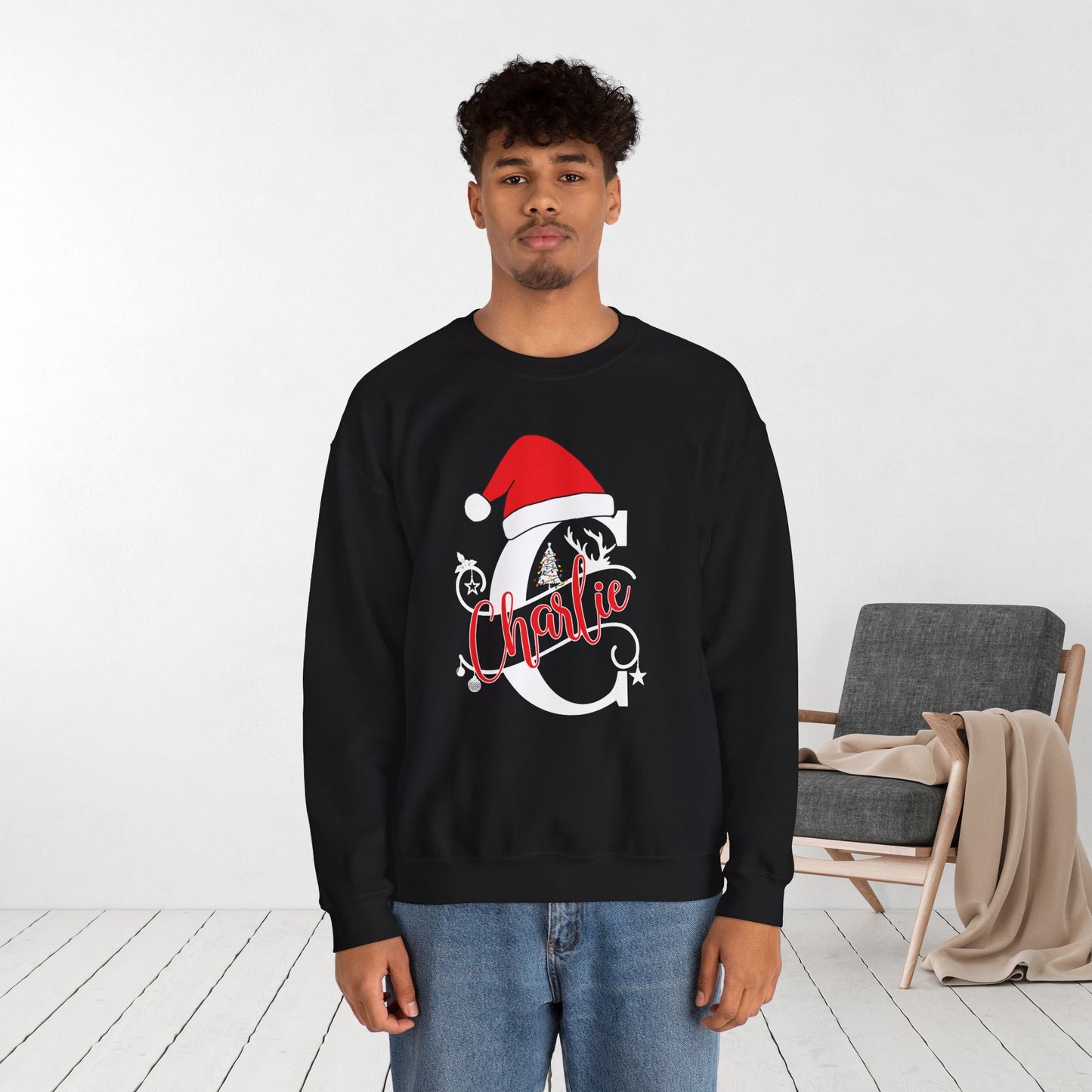 Personalized Christmas Monogram Sweatshirt with First Name - Custom Christmas Gifts