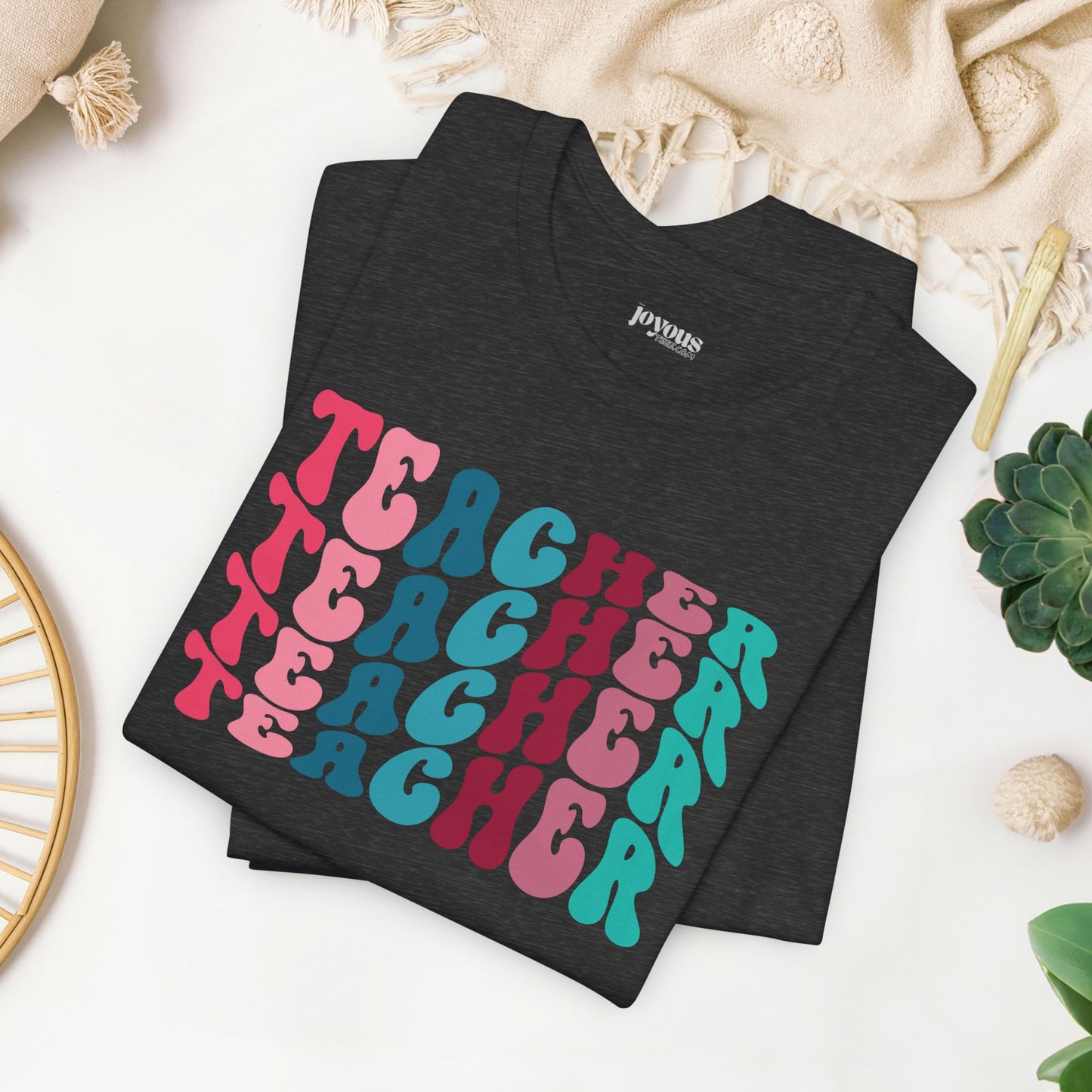 Groovy Colorful Teacher Soft Cotton Tee for School Teachers