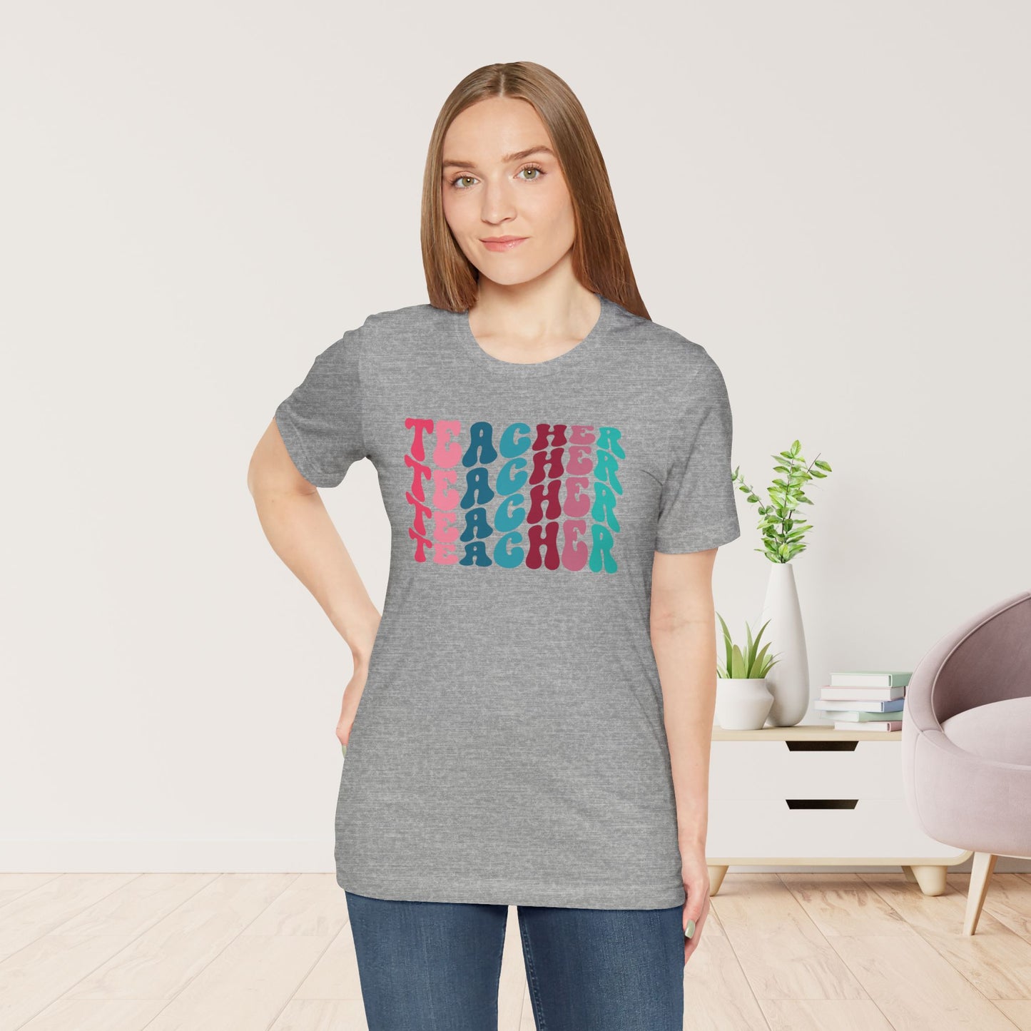 Groovy Colorful Teacher Soft Cotton Tee for School Teachers