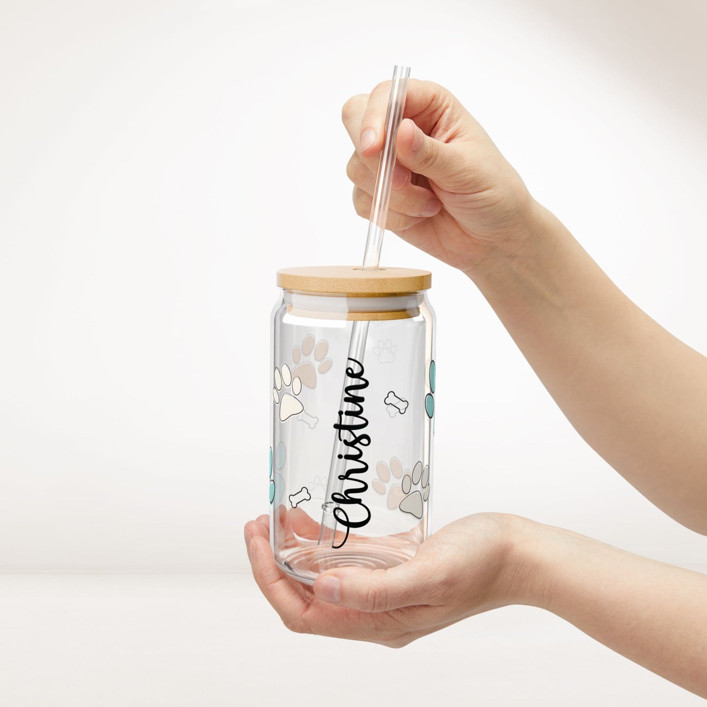Personalized Dog Mom Sipper Glass with Names - Custom Dog Lovers Gifts