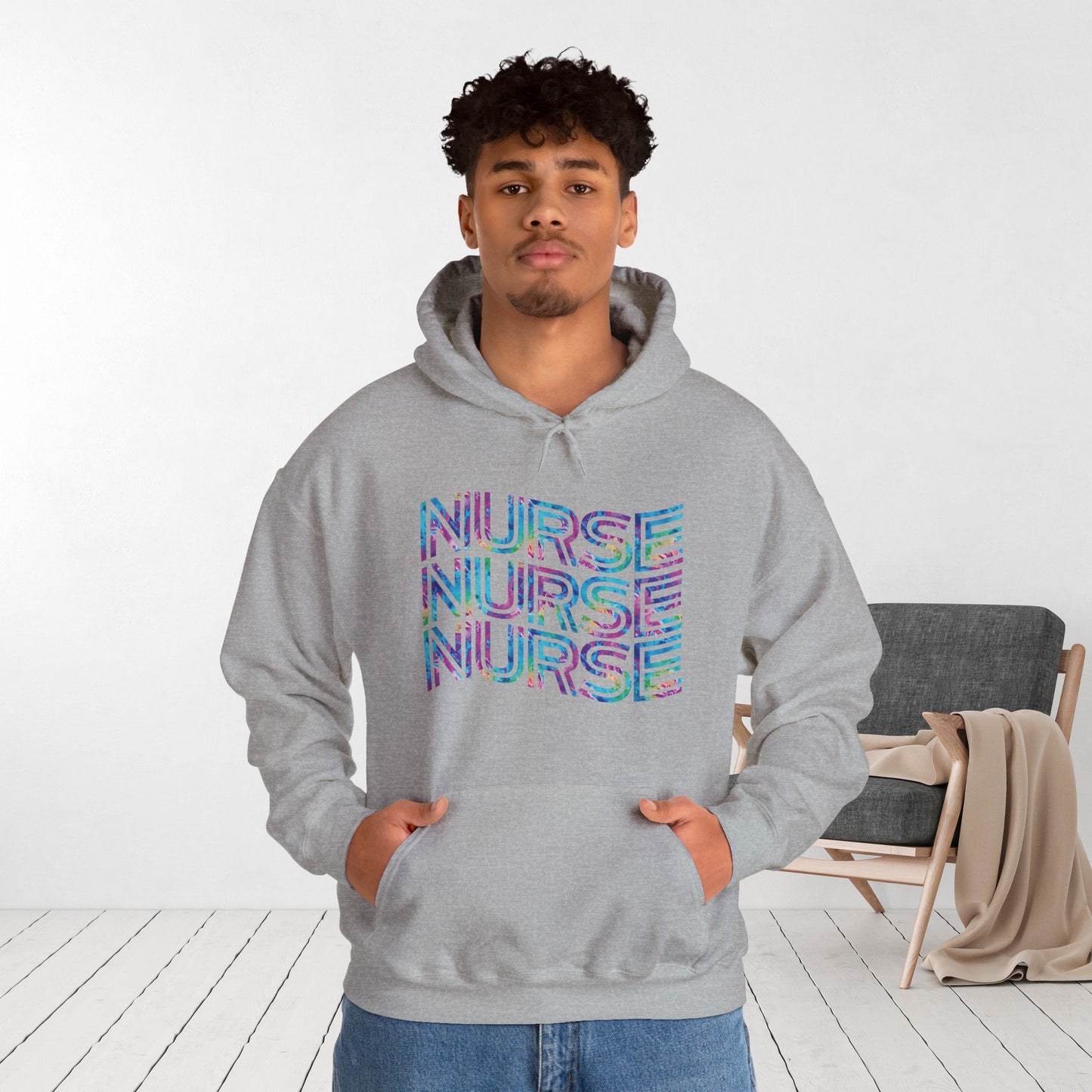 Tie Dye Wavy Nurse Hoodie - Registered Nurse Hoodie