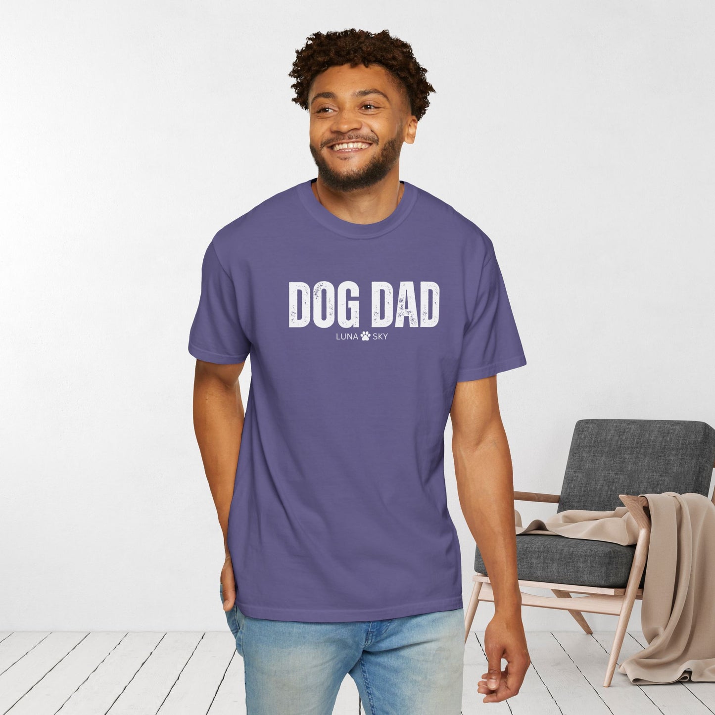 Custom Dog Dad Comfort Colors Shirt with Dogs Name - Personalized Dog Lover Gift