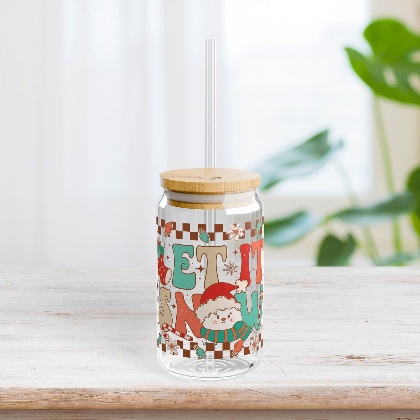 Let It Snow Retro Christmas Sipper Glass - Best Christmas Gift