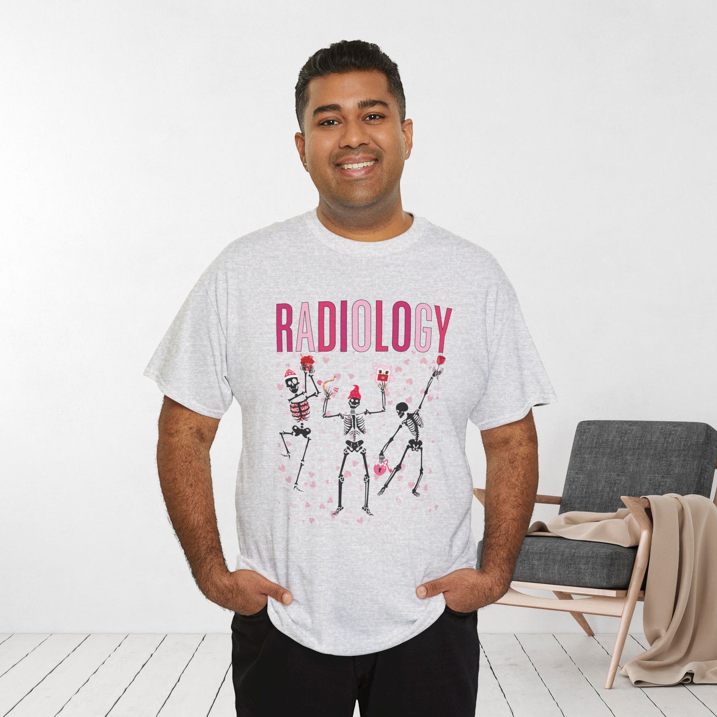 Dancing Skeleton Valentine's Day Radiology Heavy Cotton Tee