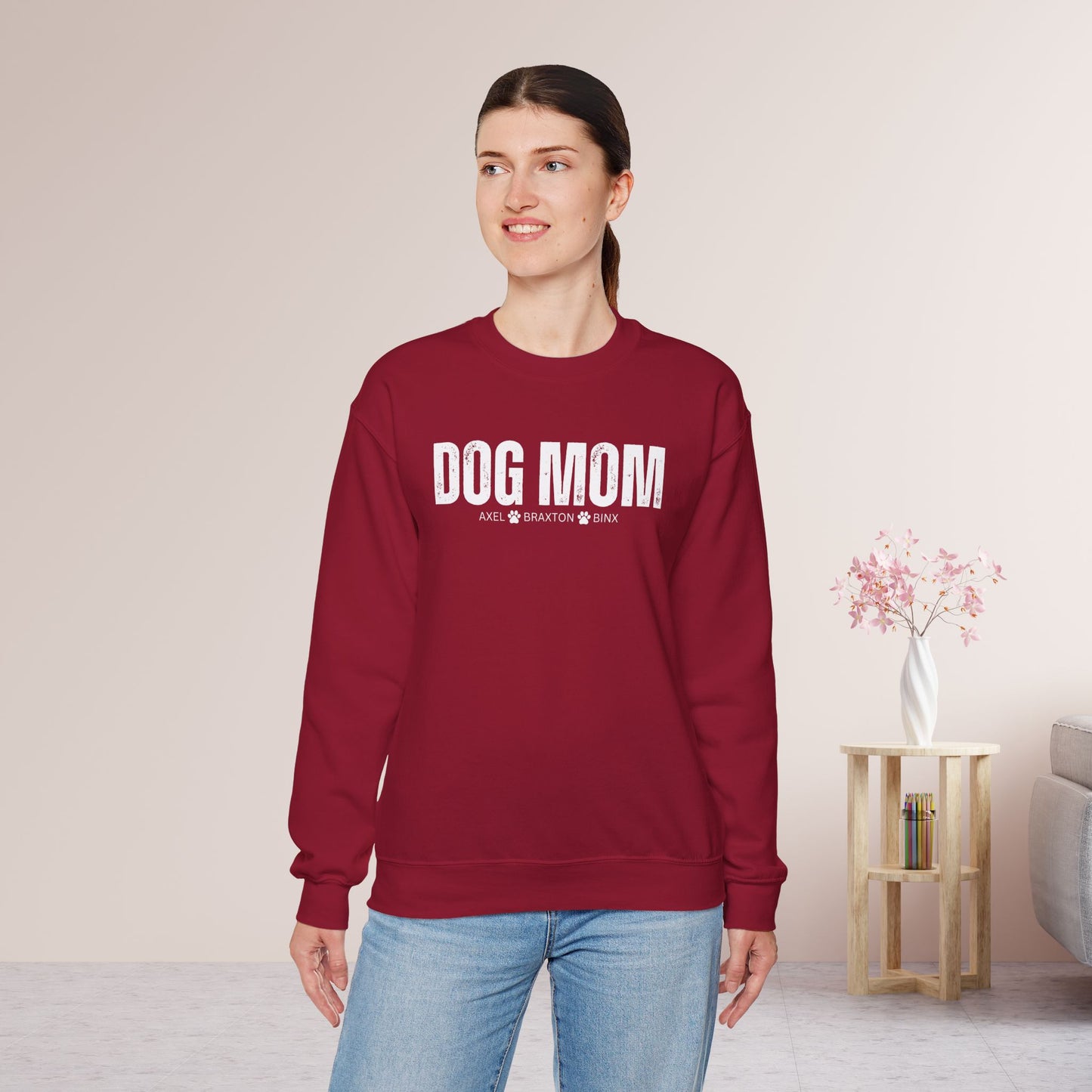 Custom Dog Mom Sweatshirt with Dogs Name - Personalized Gift for Dog Mom