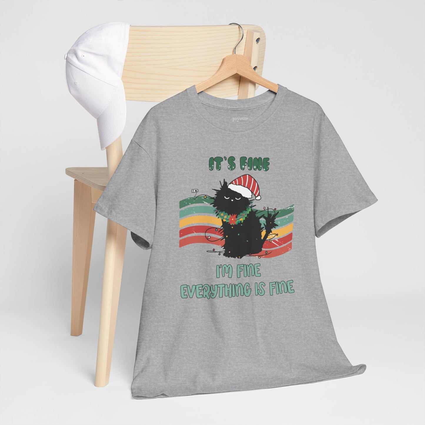 It's Fine Funny Cat Christmas Heavy Cotton Tee - Cat Lovers Christmas Gift
