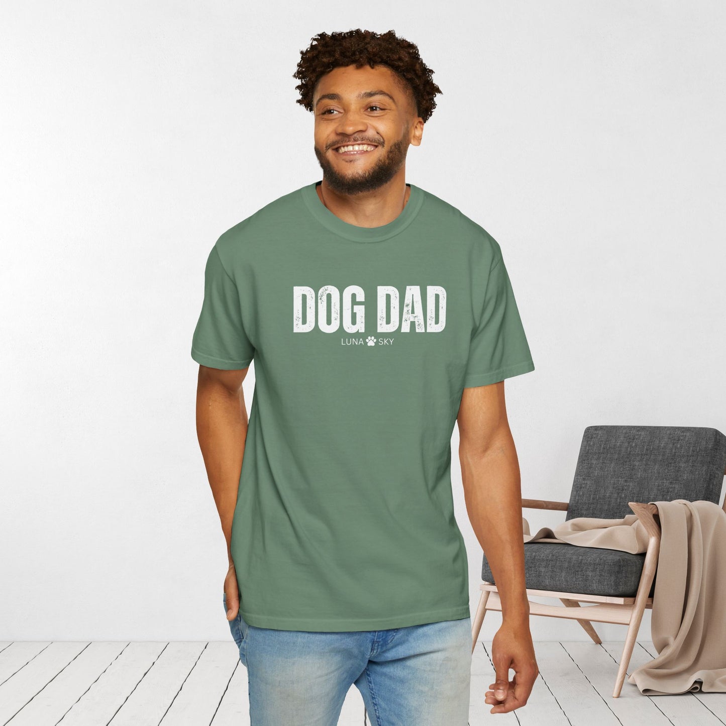 Custom Dog Dad Comfort Colors Shirt with Dogs Name - Personalized Dog Lover Gift