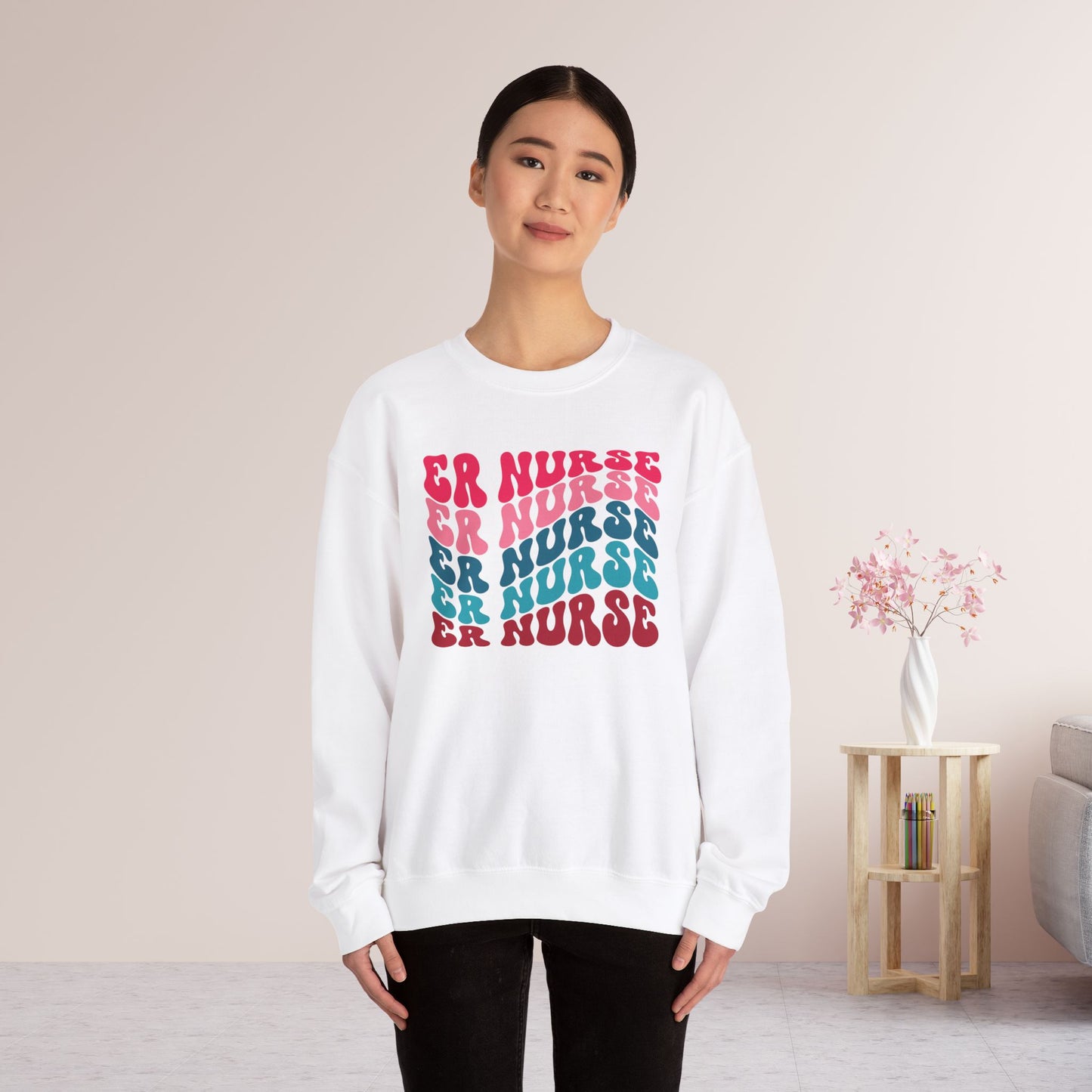 Groovy Colorful ER Nurse Sweatshirt - Emergency Nurse Crewneck
