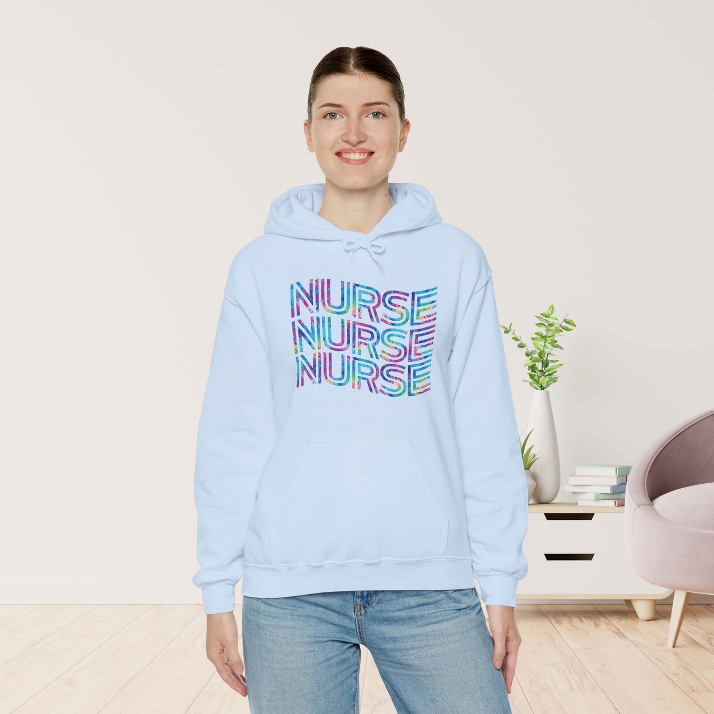Tie Dye Wavy Nurse Hoodie - Registered Nurse Hoodie