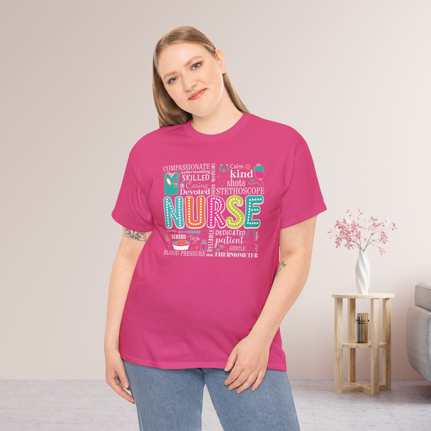Trendy Nurse Heavy Cotton Tee for Dedicated Registered Nurse