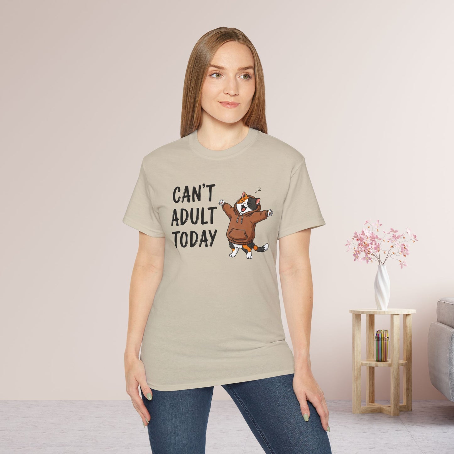 Can't Adult Today Funny Cat Ultra Cotton Tee