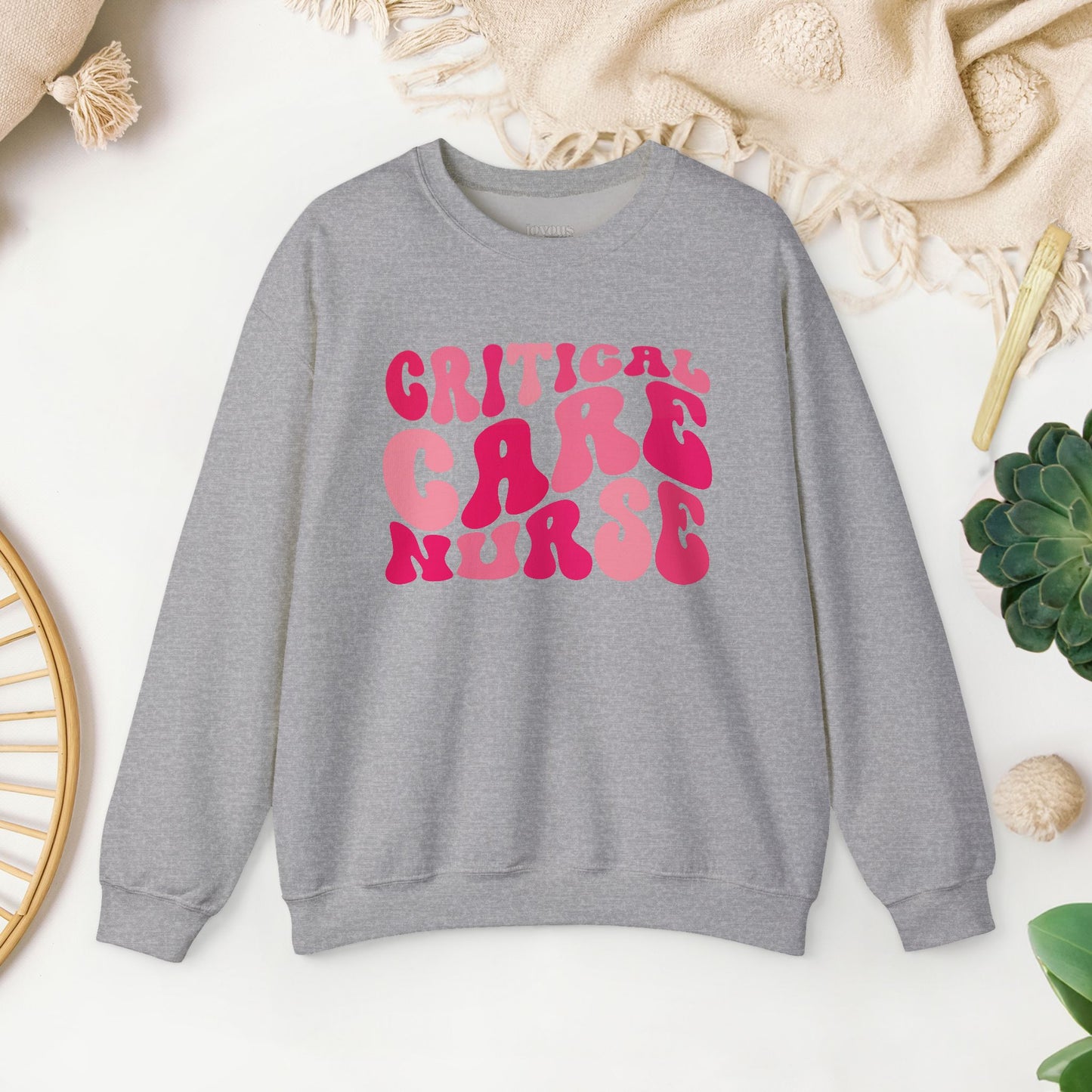 Groovy Pink Critical Care Nurse Crewneck Sweatshirt