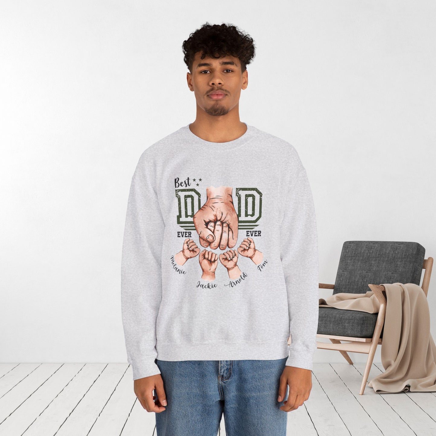 Custom Dad Sweatshirt with Kids Name - Personalized Gift for Dad