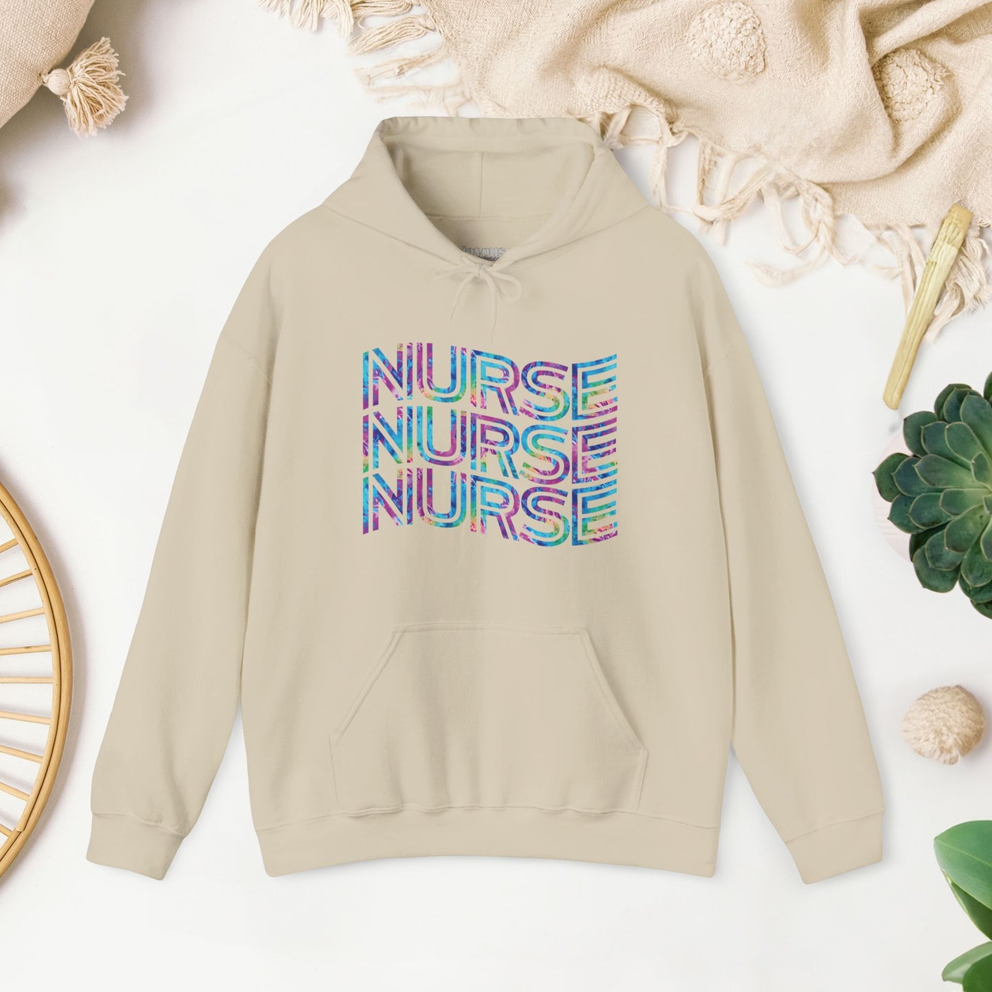 Tie Dye Wavy Nurse Hoodie - Registered Nurse Hoodie