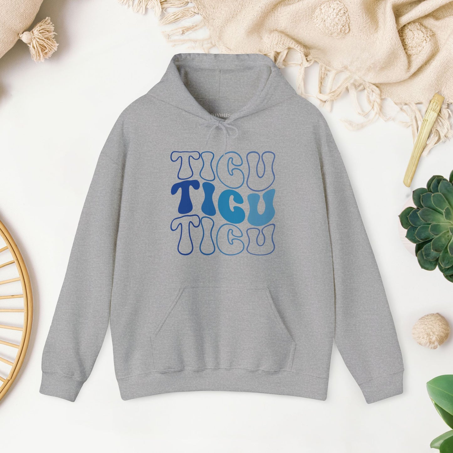 Groovy Blue TICU Hoodie - Trauma ICU Nurse Hoodie