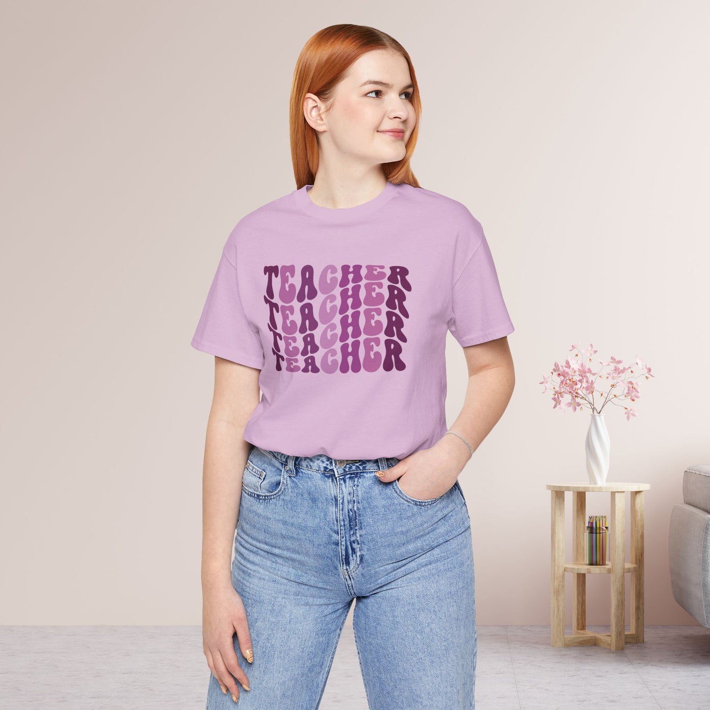 Groovy Purple Teacher Soft Cotton Tee for School Teachers