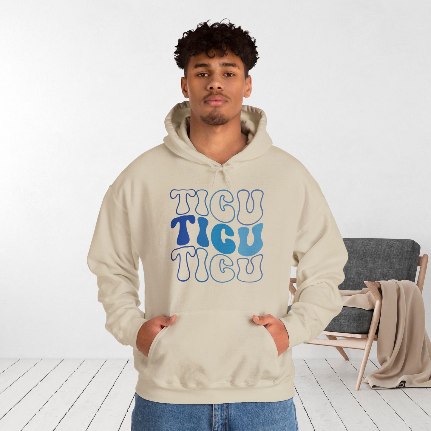 Groovy Blue TICU Hoodie - Trauma ICU Nurse Hoodie