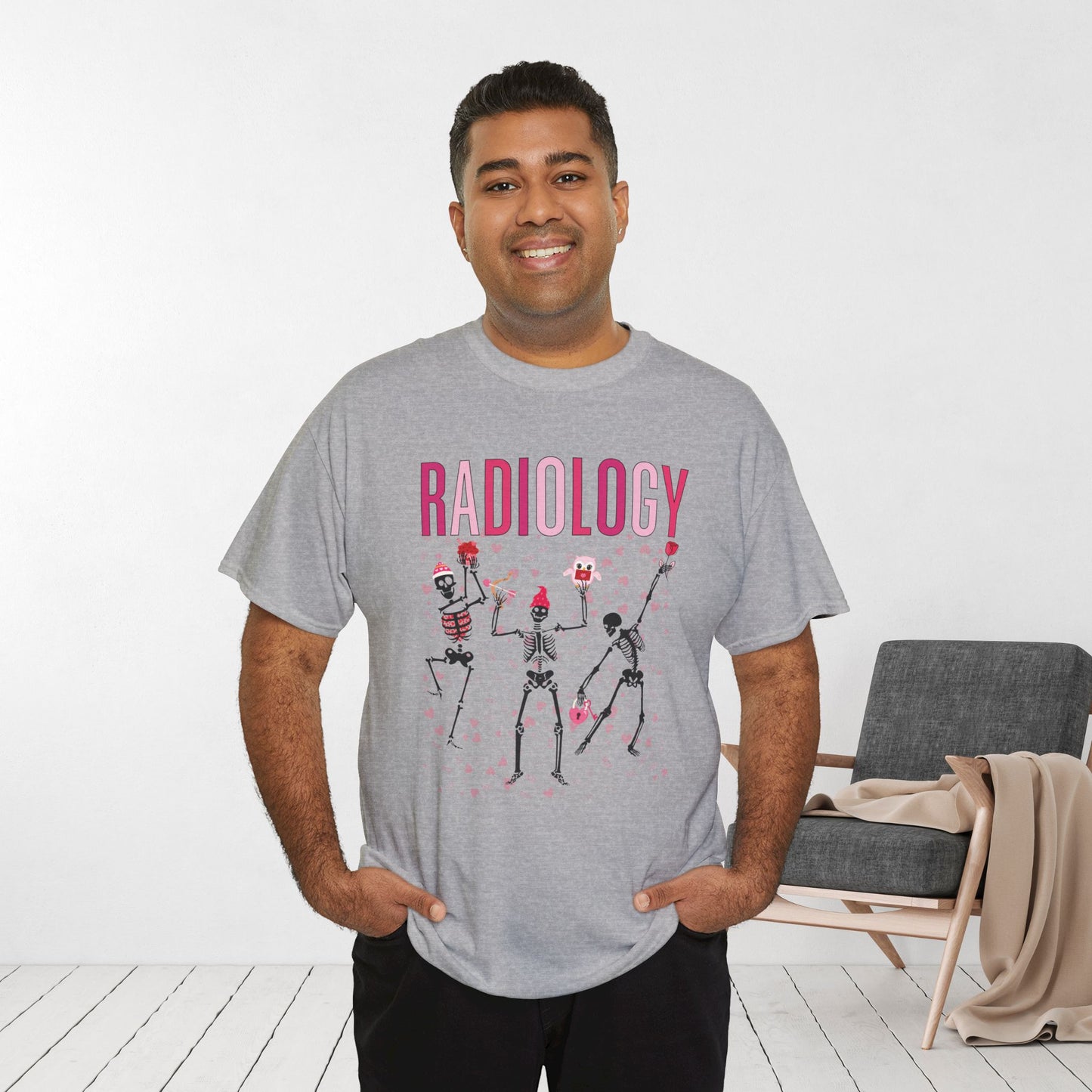 Dancing Skeleton Valentine's Day Radiology Heavy Cotton Tee