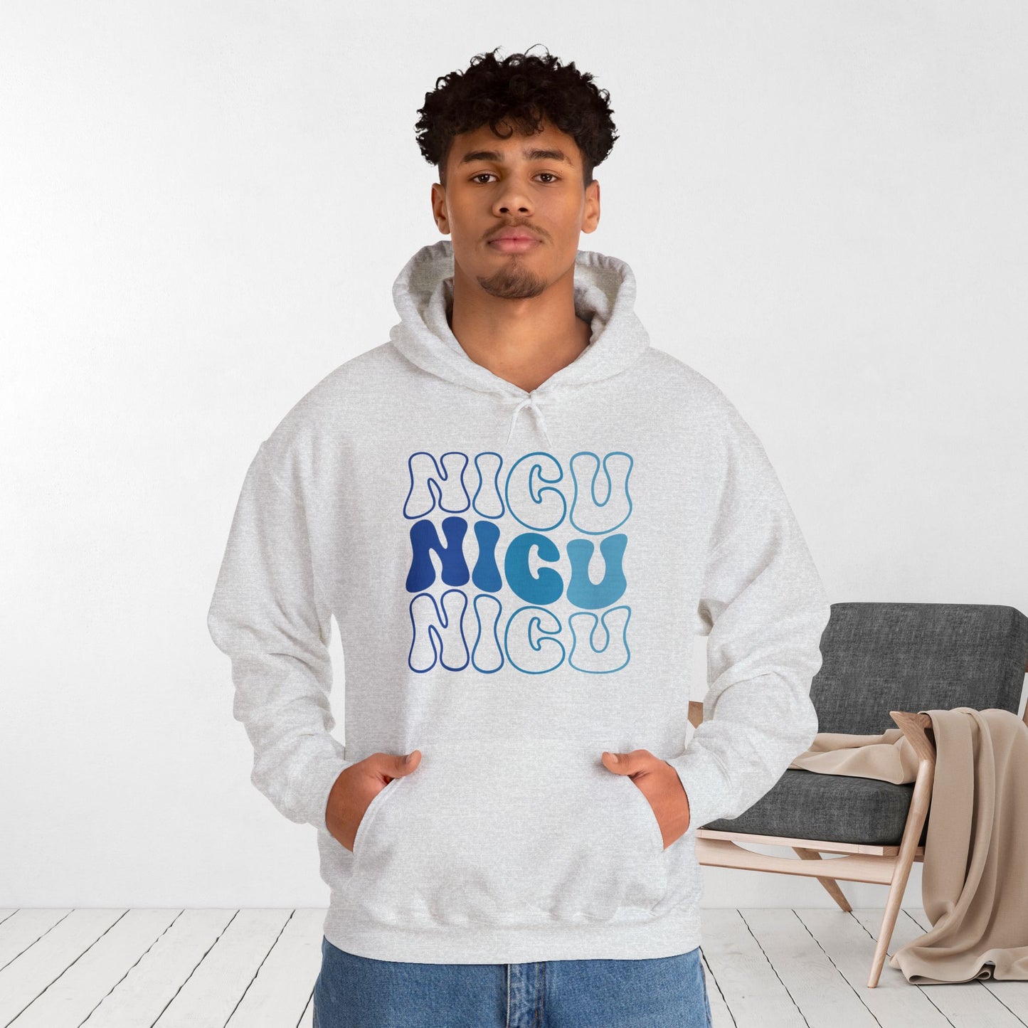 Groovy Blue NICU Hoodie - Neonatal ICU Nurse Hoodie