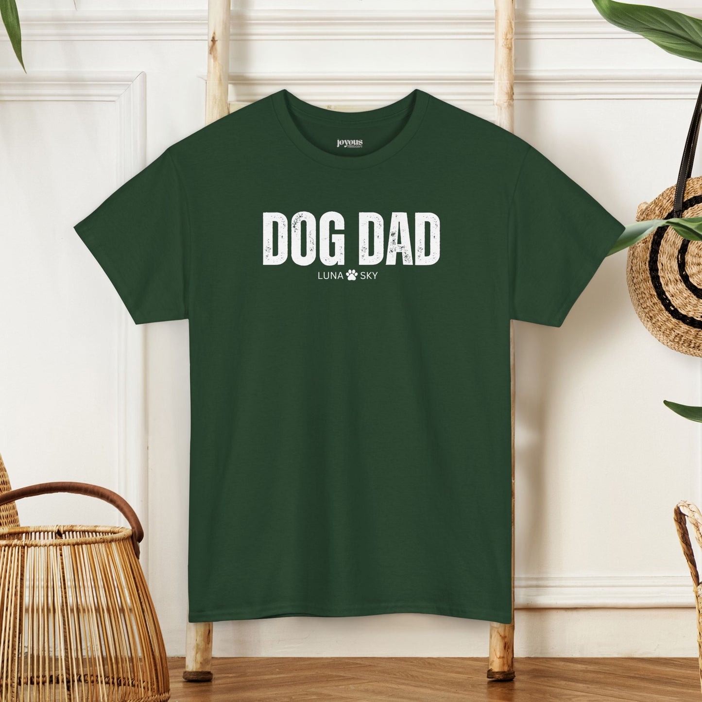 Custom Dog Dad Heavy Cotton Tee with Dogs Name - Personalized Dog Lover Gift